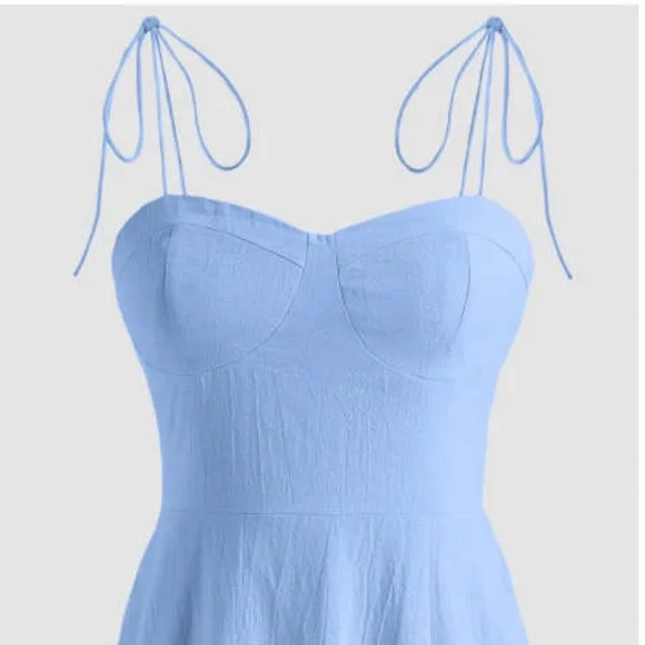 CIDER Light Blue Corset Midi Dress Med - Picture 9 of 12